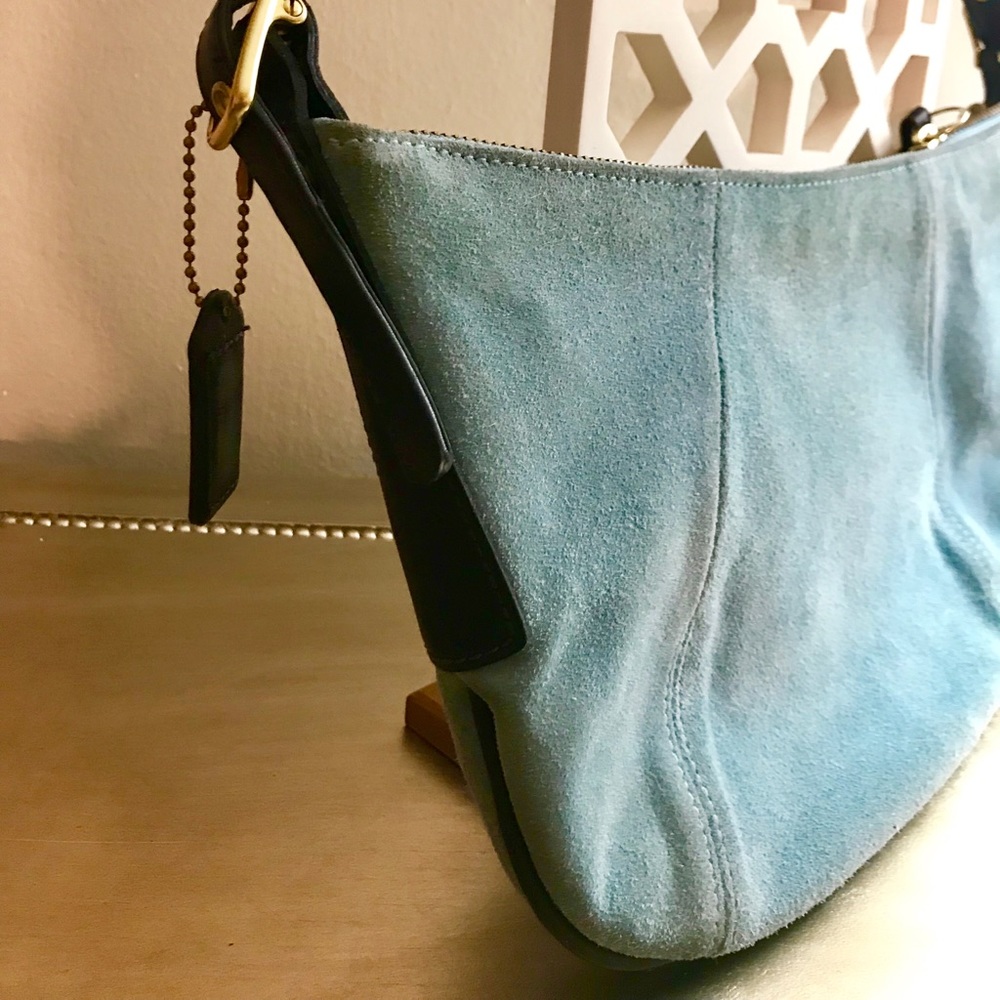 COACH BLUE SUEDE BAGET - Picture 5 of 10